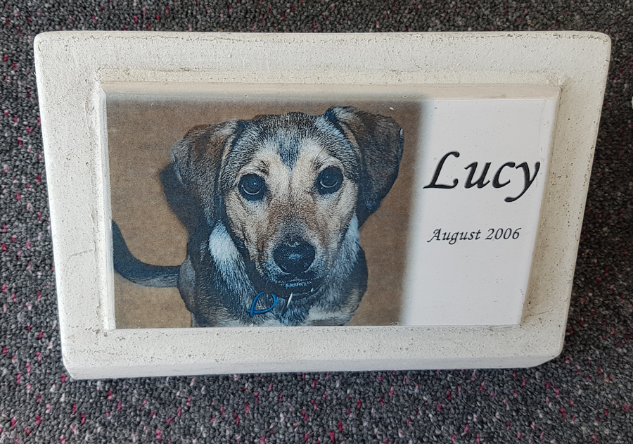 Ceramic Plaque with Base Ceramic Plaque on a Concrete Base